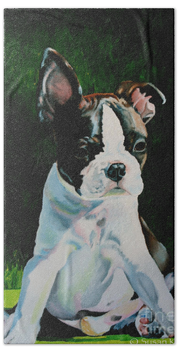 Pet Bath Sheet featuring the painting Pudge by Susan Herber