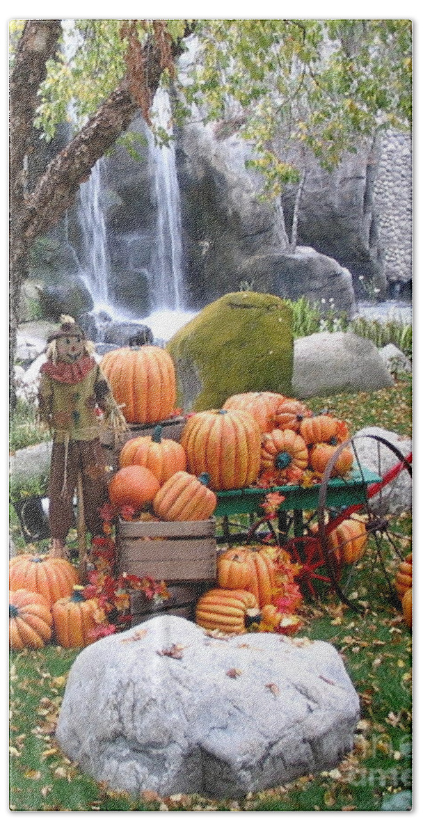 Pumpkin Hand Towel featuring the photograph Pumpkin Waterfall by Vivian Martin