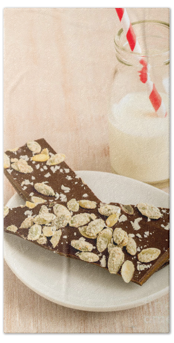 Chocolate Bath Towel featuring the photograph Pumpkinseed and Burnt Butter Toffee by Edward Fielding