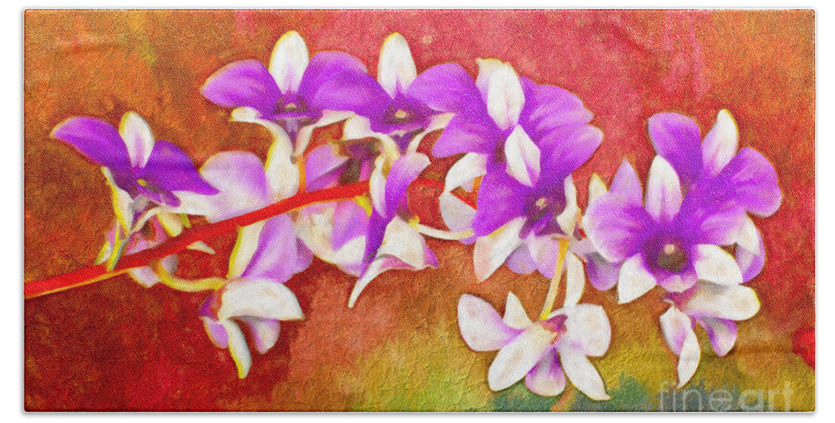 Orchid Bath Towel featuring the digital art Purple and Red by Ken Frischkorn
