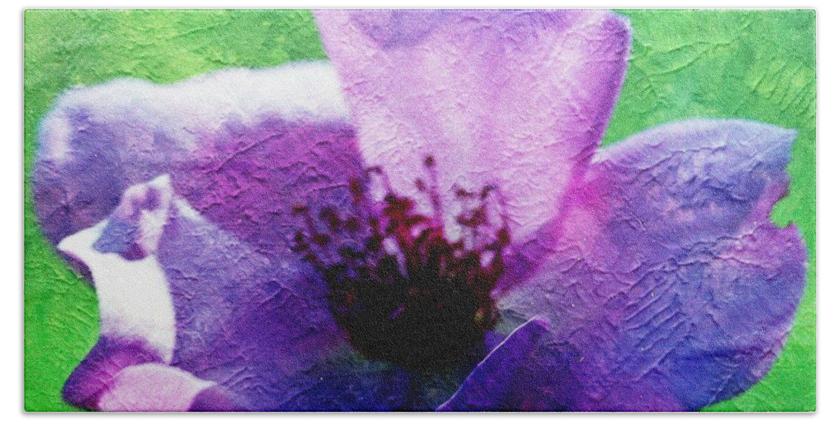 Colors Bath Towel featuring the photograph Purple flower by Karl Rose