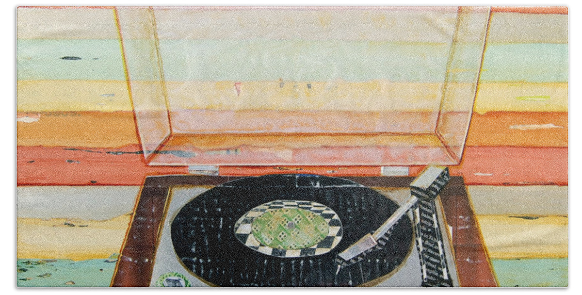 Record Player Hand Towel featuring the mixed media Put a Needle On the Record by Danny Phillips