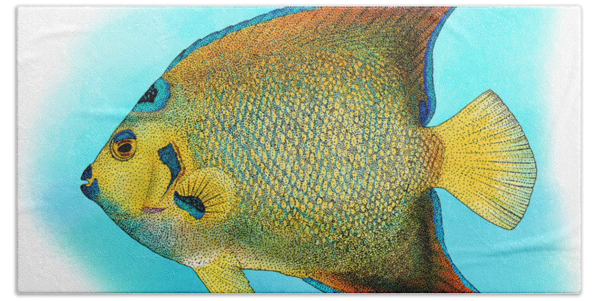 Illustration Bath Towel featuring the photograph Queen Angelfish by Roger Hall