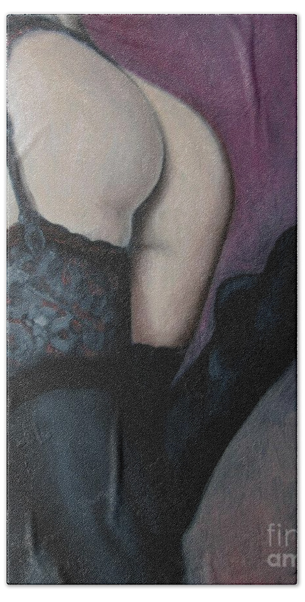 Noewi Bath Towel featuring the painting Racy Lacy by Jindra Noewi