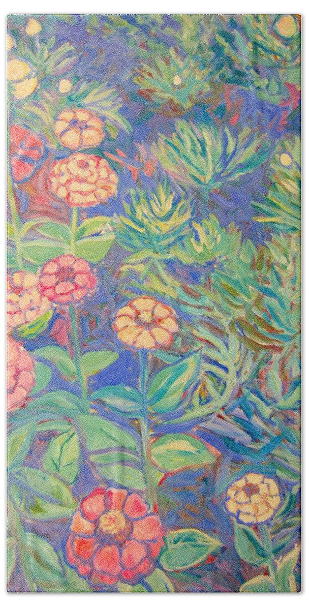 Flowers Hand Towel featuring the painting Radford Library Butterfly Garden by Kendall Kessler