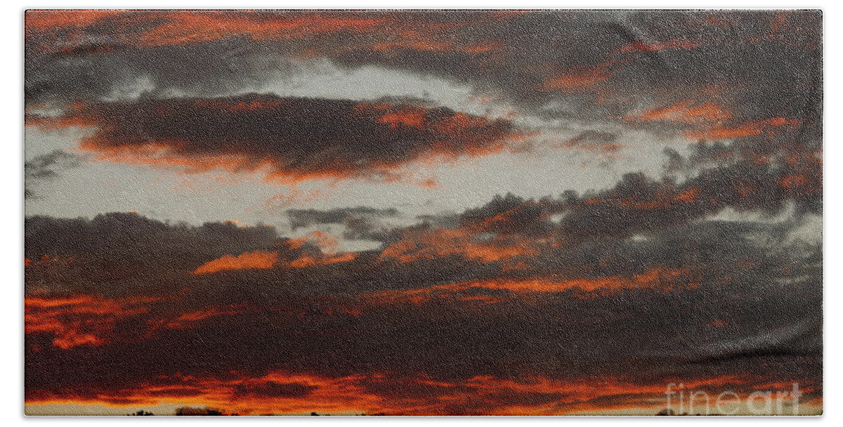 Sunset Bath Towel featuring the photograph Raging Sunset by Carol Lynn Coronios