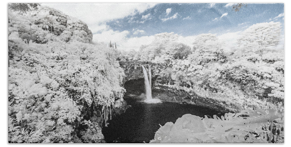 720 Nm Bath Towel featuring the photograph Rainbow Falls in Infrared 3 by Jason Chu