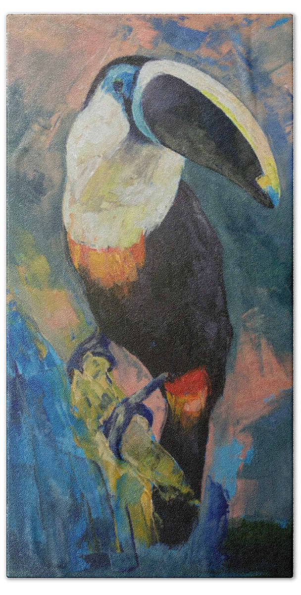 Rainforest Toucan Hand Towel featuring the painting Rainforest Toucan by Michael Creese