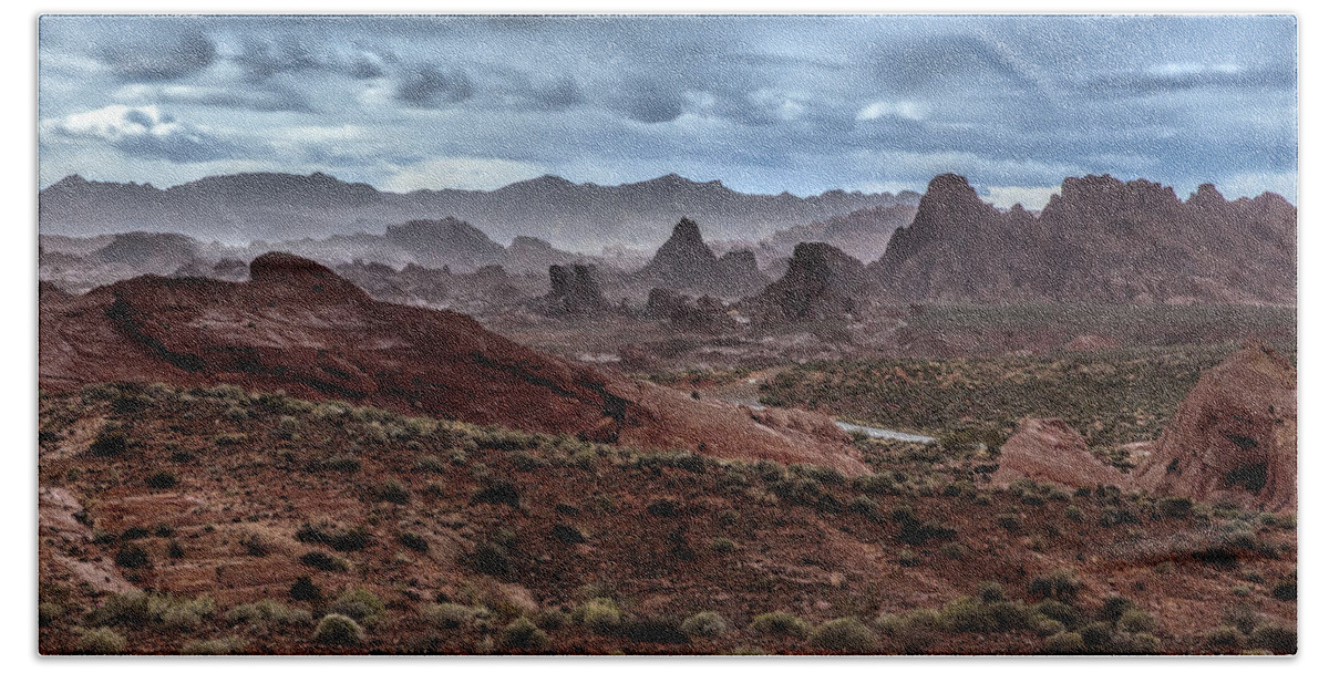 Valley Of Fire Hand Towel featuring the photograph Rainy Day In The Desert by Rick Berk