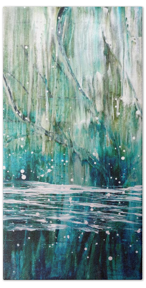 Rain Bath Towel featuring the painting Rainy Day by Tia McDermid