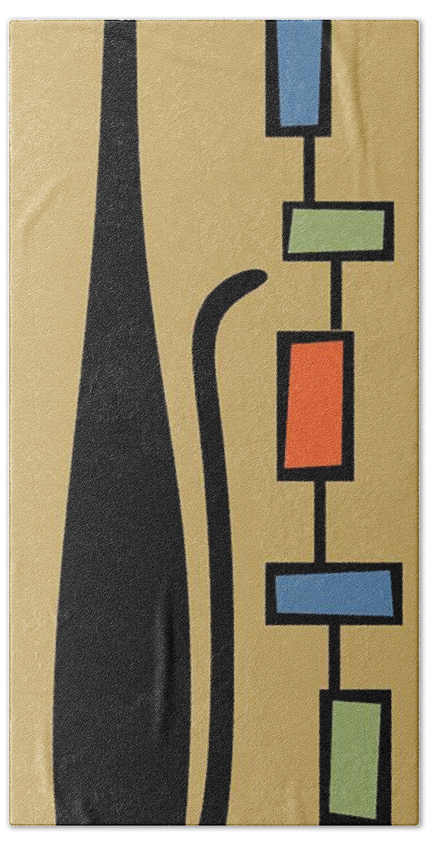 Mid Century Modern Bath Towel featuring the digital art Rectangle Cat 2 by Donna Mibus