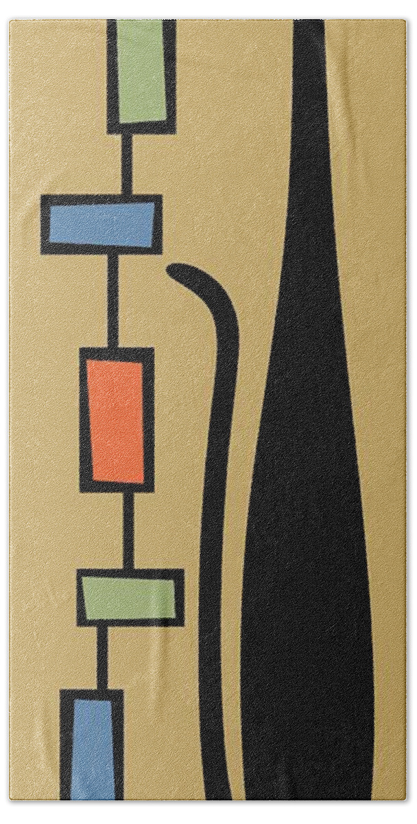 Mid Century Modern Bath Towel featuring the digital art Rectangle Cat by Donna Mibus