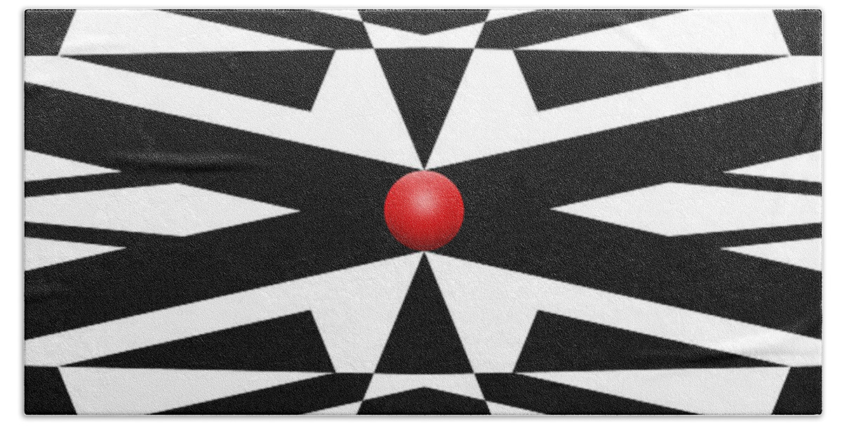 Abstract Bath Towel featuring the digital art Red Ball 25a Panoramic by Mike McGlothlen