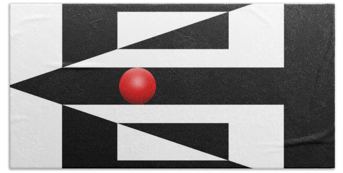 Abstract Hand Towel featuring the digital art Red Ball 3 by Mike McGlothlen