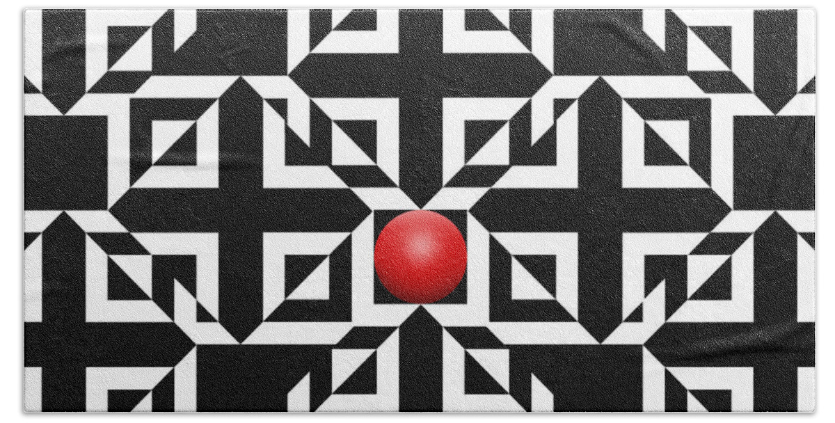 Abstract Hand Towel featuring the digital art Red Ball 5 by Mike McGlothlen
