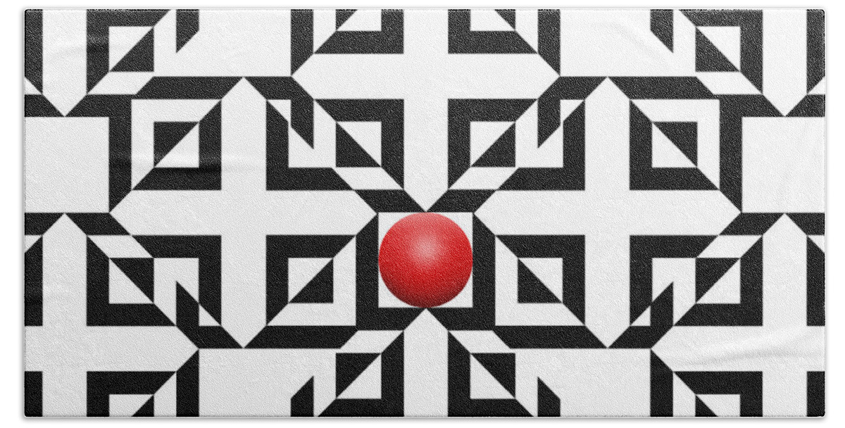 Abstract Hand Towel featuring the digital art Red Ball 5a by Mike McGlothlen