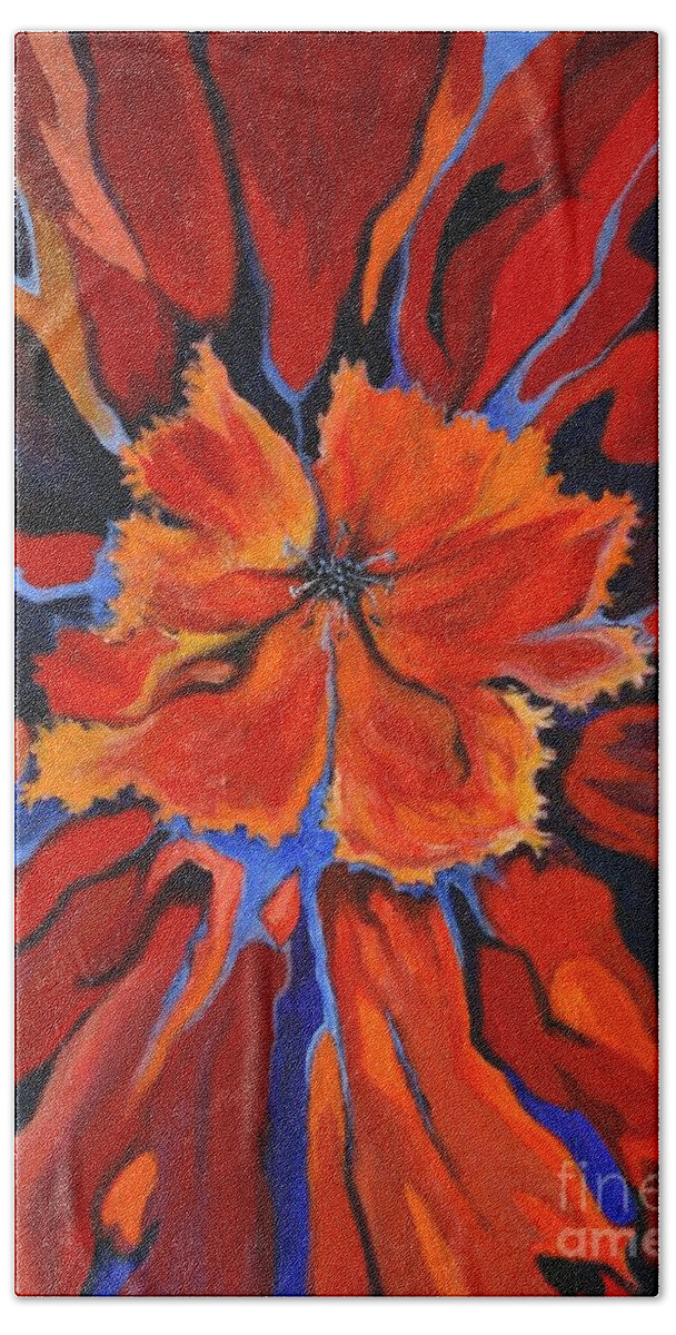 Flower Hand Towel featuring the painting Red Bloom by Alison Caltrider