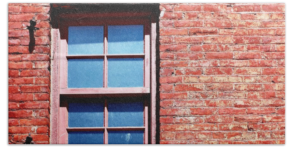 Masonry Bath Towel featuring the photograph Red Brick Window by Henrik Lehnerer