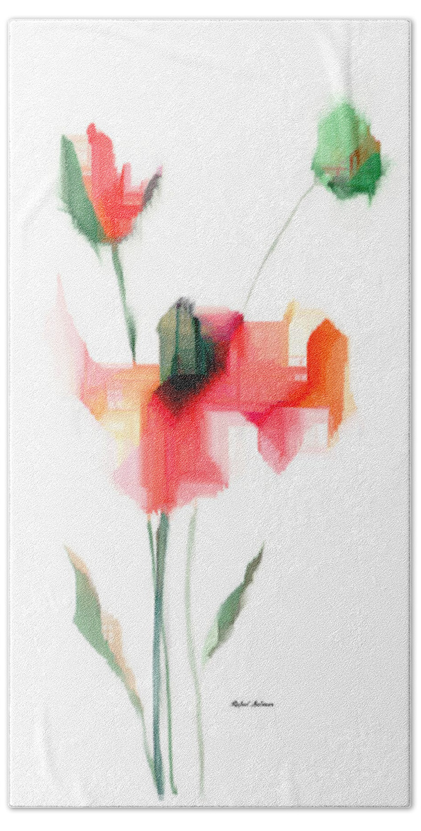 Passion Hand Towel featuring the digital art Red Flowers by Rafael Salazar