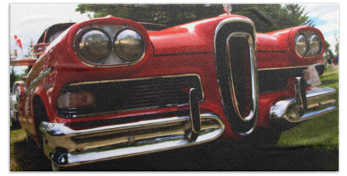 Classic Bath Towel featuring the photograph Red Ford Edsel by Mick Flynn