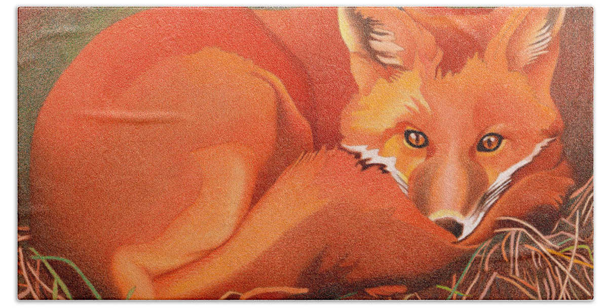 Art Hand Towel featuring the drawing Red Fox by Dan Miller
