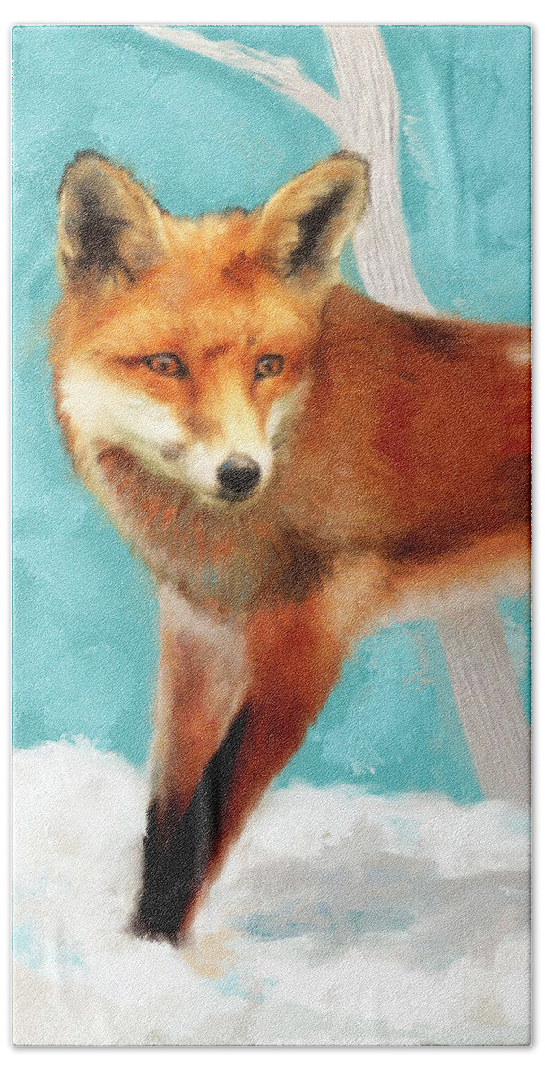 Fox Bath Towel featuring the painting Red Fox by Portraits By NC