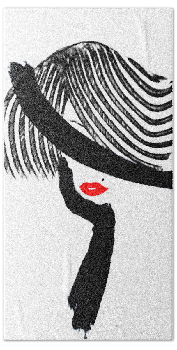 Art Hand Towel featuring the painting Red Lips by Rafael Salazar