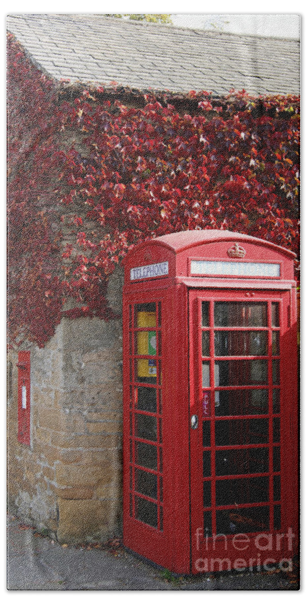 Telephone Box Hand Towel featuring the photograph Red Telephone Box by David Birchall