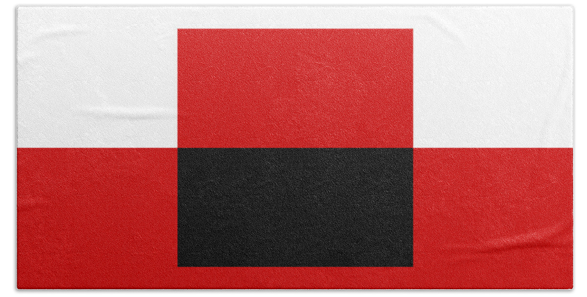 Andee Design Abstract Bath Towel featuring the digital art Red White And Black 13 Square by Andee Design