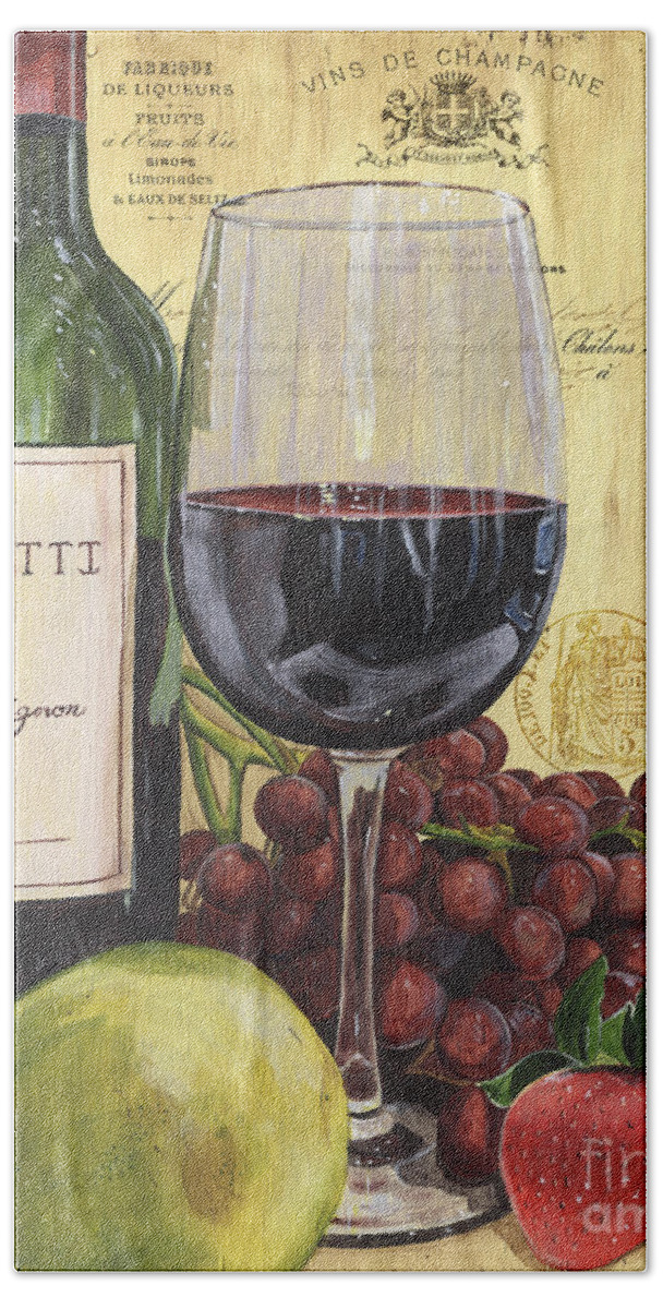 Wine Hand Towel featuring the painting Red Wine and Pear by Debbie DeWitt