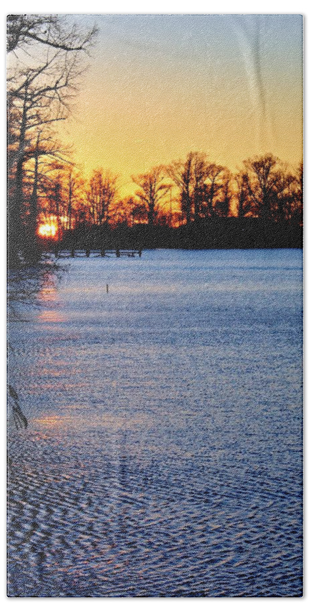 Water Hand Towel featuring the photograph Reelfoot Sunset by David Zarecor