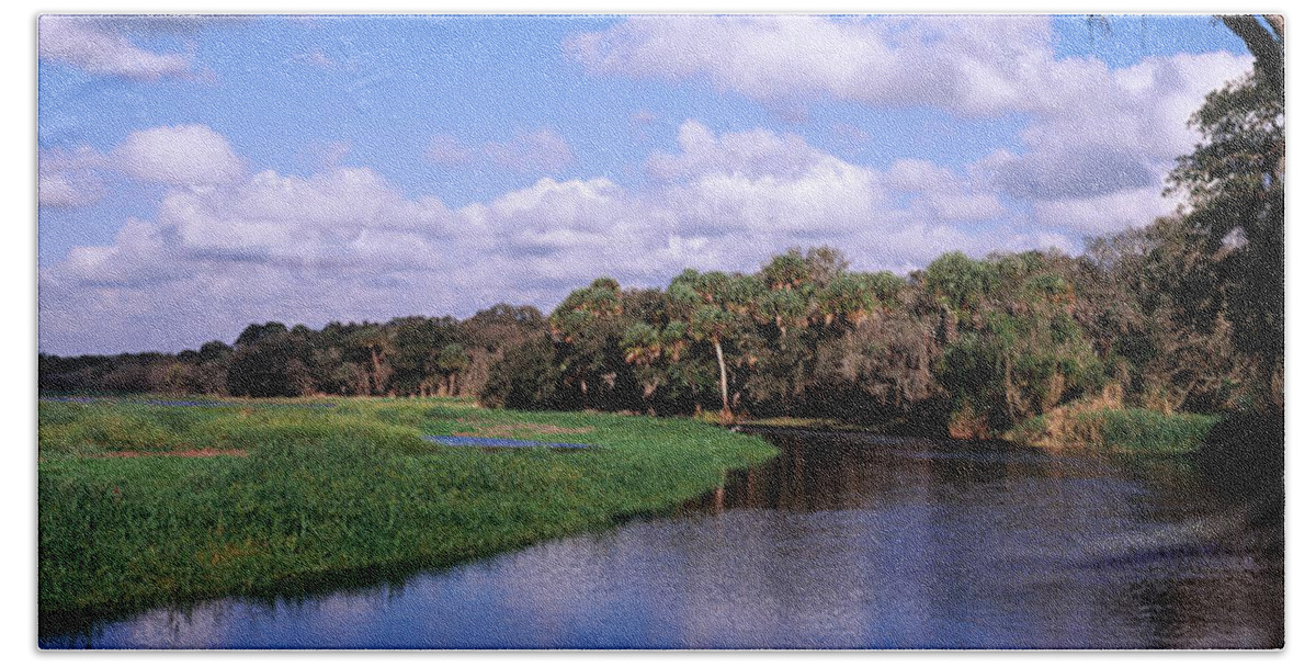 Photography Hand Towel featuring the photograph Reflection Of Clouds In A River, Myakka by Panoramic Images