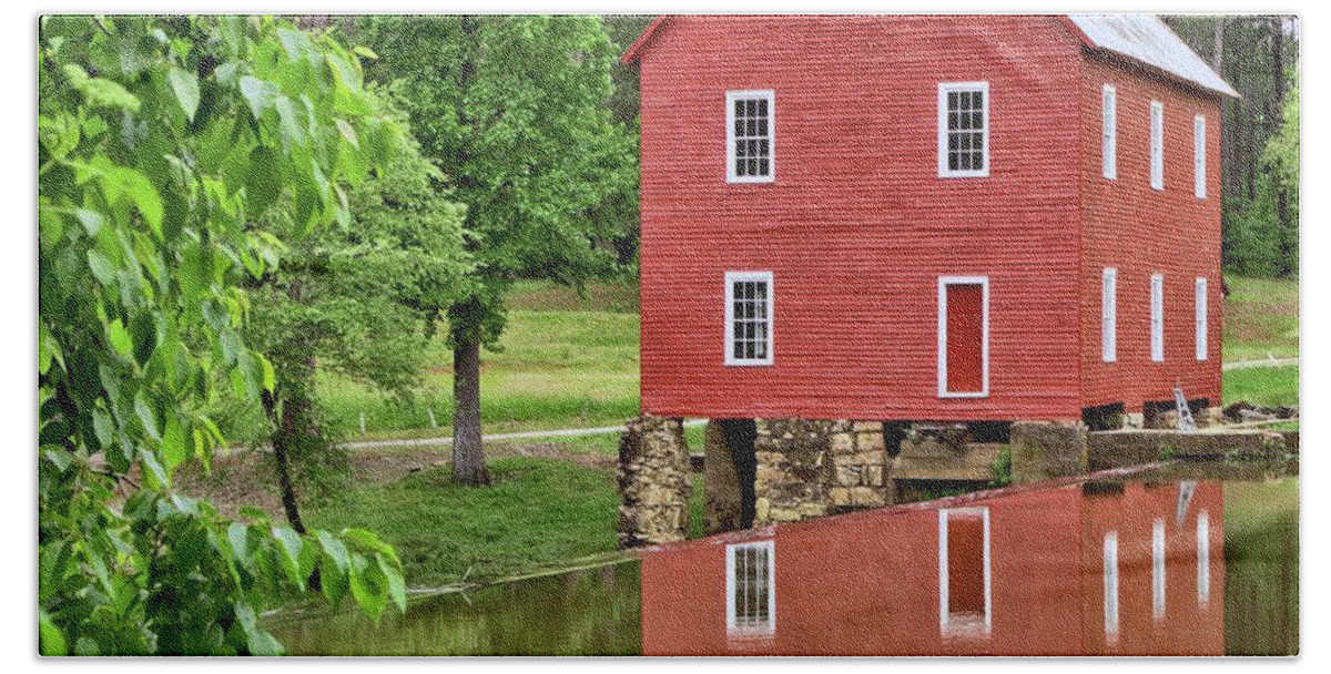 8619 Hand Towel featuring the photograph Reflections of a Retired Grist Mill - Square by Gordon Elwell