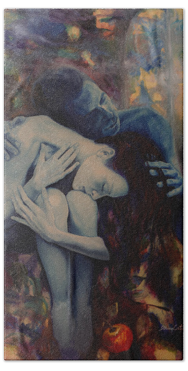 Art Bath Towel featuring the painting Regrets by Dorina Costras