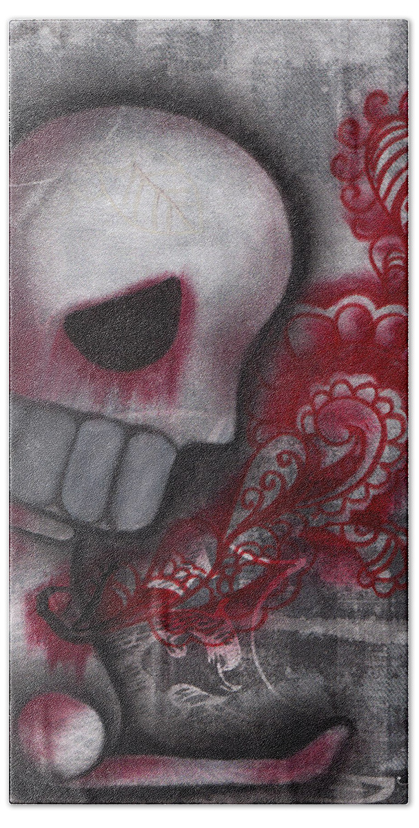 Day Of The Dead Bath Towel featuring the painting Released by Abril Andrade