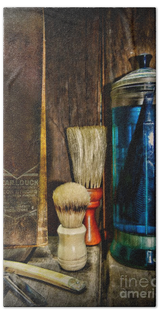 Paul Ward Hand Towel featuring the photograph Retro Barber Tools by Paul Ward