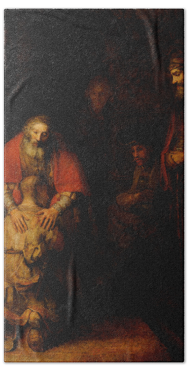 Rembrandt Bath Towel featuring the painting Return of the Prodigal Son by Rembrandt van Rijn