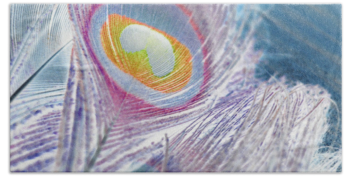 Peacock Hand Towel featuring the digital art Reversed beauty by Meganne Peck