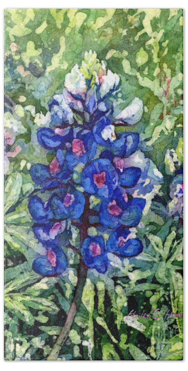 Bluebonnet Hand Towel featuring the painting Rhapsody in Blue by Hailey E Herrera