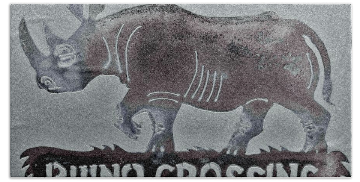 Rhino Hand Towel featuring the photograph Rhino XIV by Larry Campbell