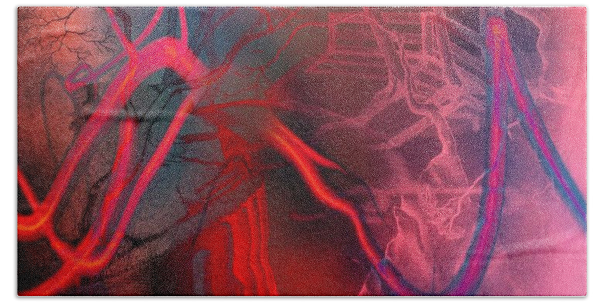Surrealistic Image Hand Towel featuring the digital art Road Between Worlds by David Neace CPX