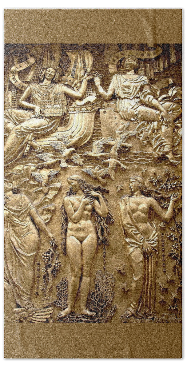 Gilded Bronze Hand Towel featuring the photograph Rockefeller Art Deco by Gerry High