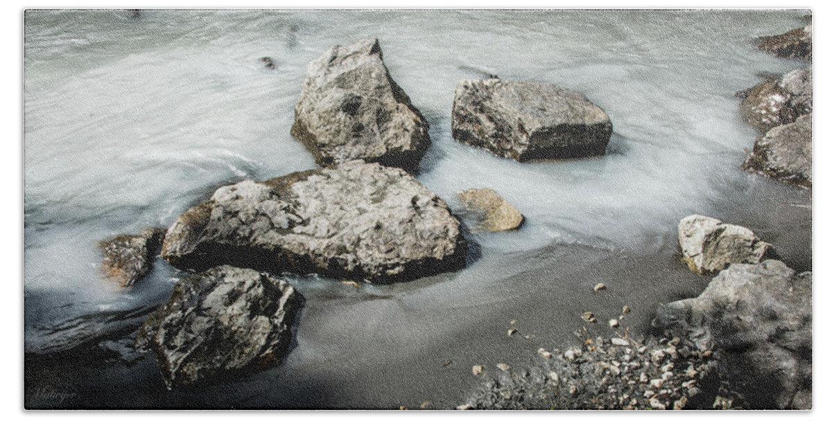 Alaska Hand Towel featuring the photograph Rocks in the River by Andrew Matwijec