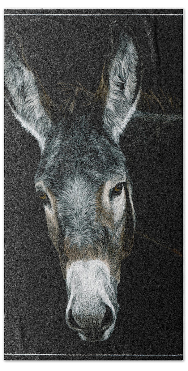 Donkey Bath Towel featuring the drawing Rocky by Ann Ranlett