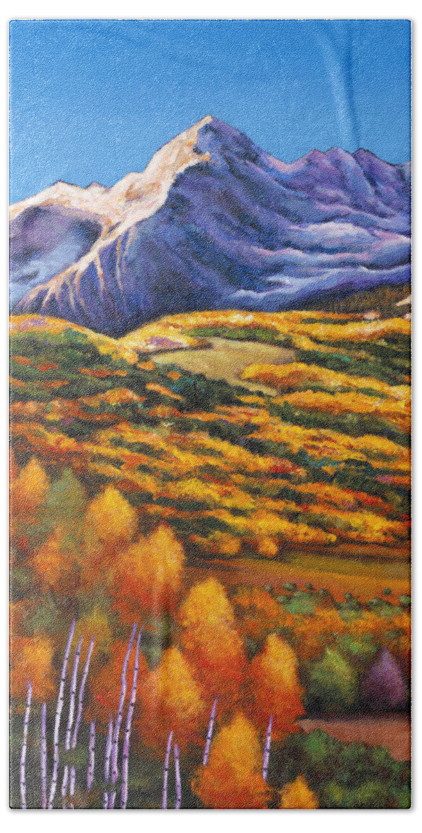 Autumn Aspen Bath Sheet featuring the painting Rocky Mountain High by Johnathan Harris
