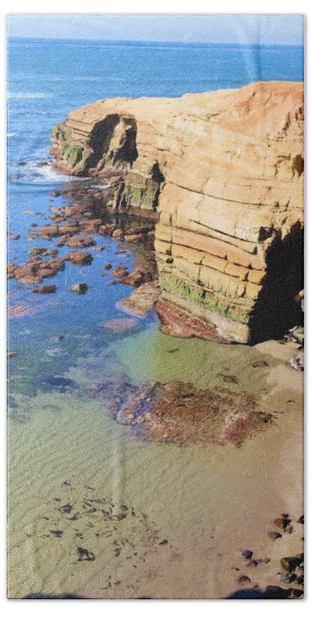 Beach Hand Towel featuring the photograph Rocky Point Sunset Cliffs by Jane Girardot