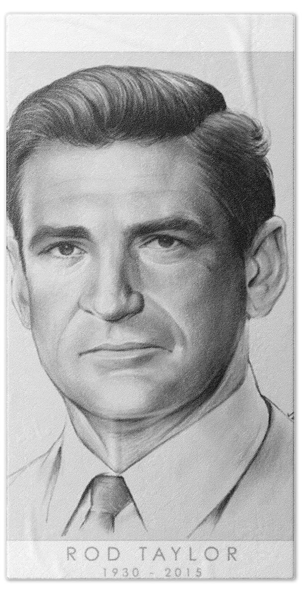 Rod Taylor Actor Hand Towel featuring the drawing Rod Taylor by Greg Joens