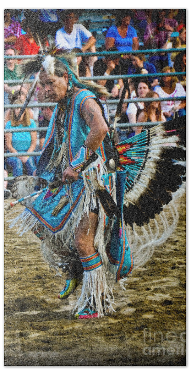 American Indian Hand Towel featuring the photograph Rodeo Indian Dance by Gary Keesler