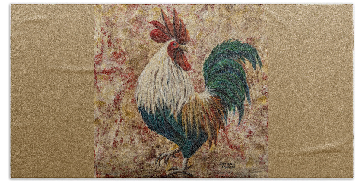 Animal Hand Towel featuring the painting Rooster Strut by Darice Machel McGuire