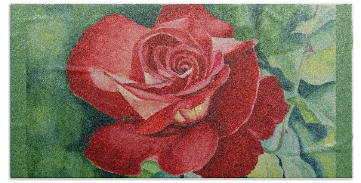 Floral Bath Towel featuring the painting Roses Are Red by Jill Ciccone Pike